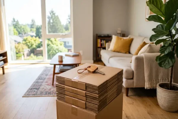 Home Buying Checklist with house keys and documents on a wooden table