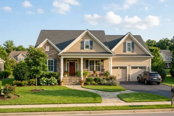 Suburban single family home representing FHA loan eligible property standards
