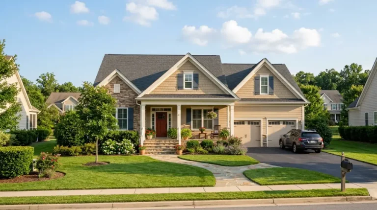 Suburban single family home representing FHA loan eligible property standards