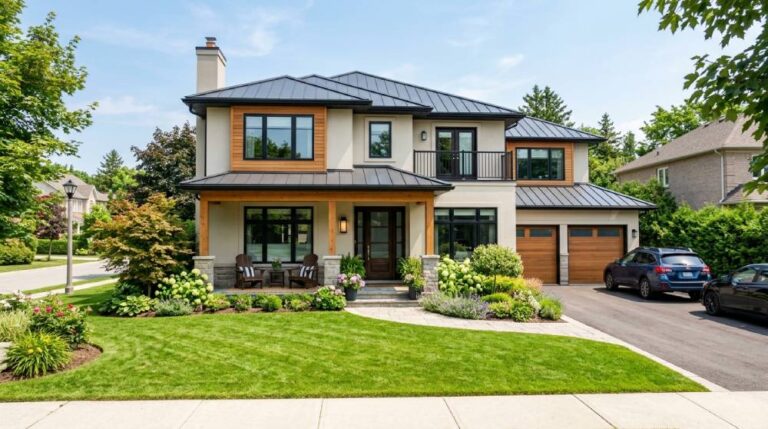 Modern suburban house with a well maintained exterior representing home pricing strategy"