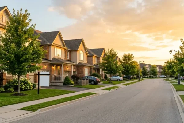 Suburban neighborhood with houses representing real estate investing for beginners